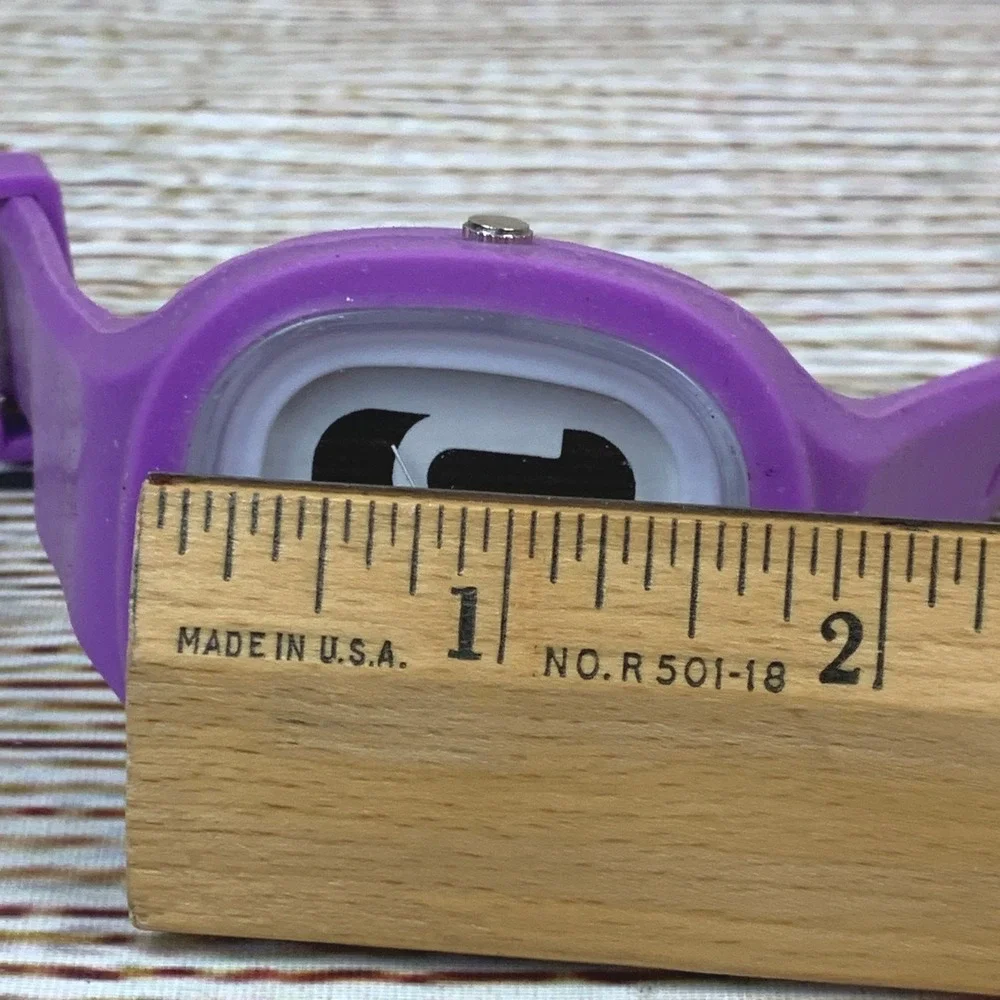 Novelty YFN Watch Purple White Orange Black Statement Square Design‎ UNTESTED